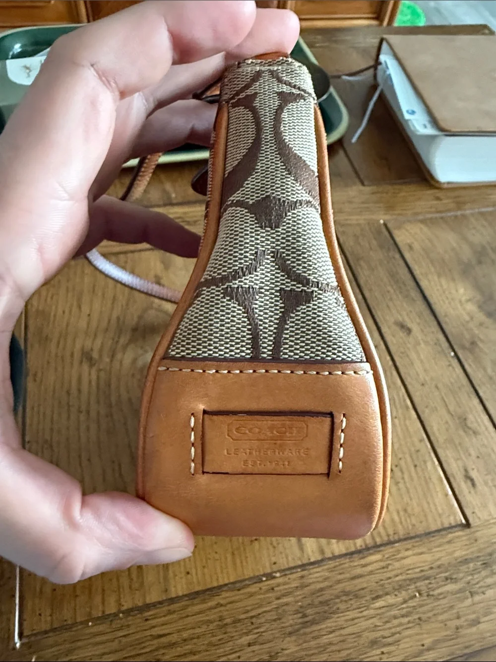Coach Brown/Tan Signature Canvas Shoulder Bag - Picture 3 of 7